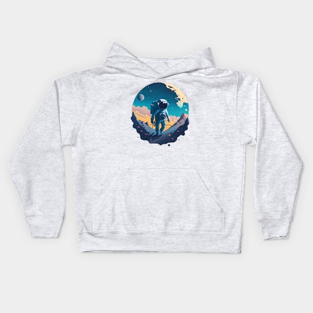 astronaut on the moon Kids Hoodie by A&A